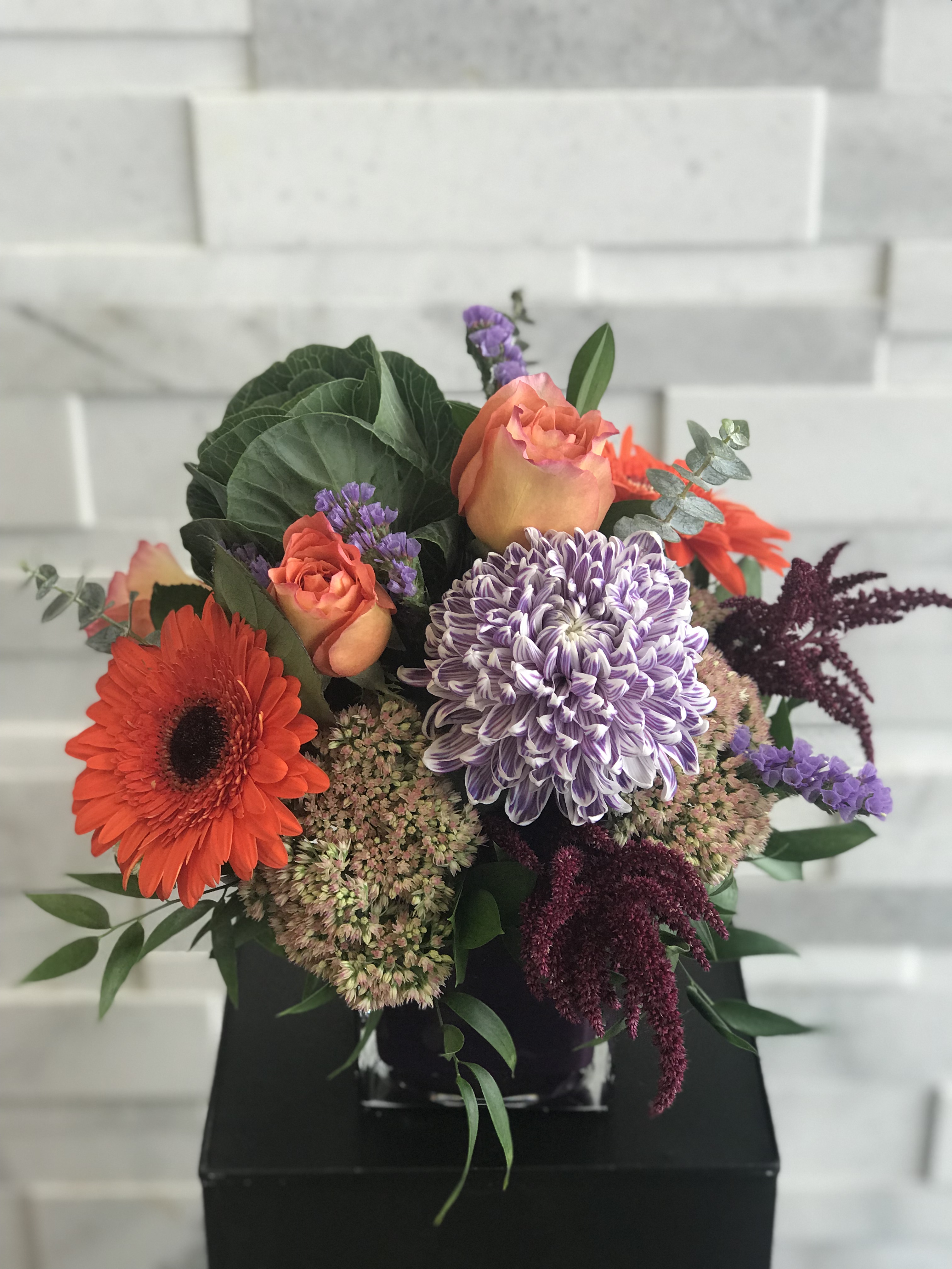Pops of Purple Fall flower arrangement